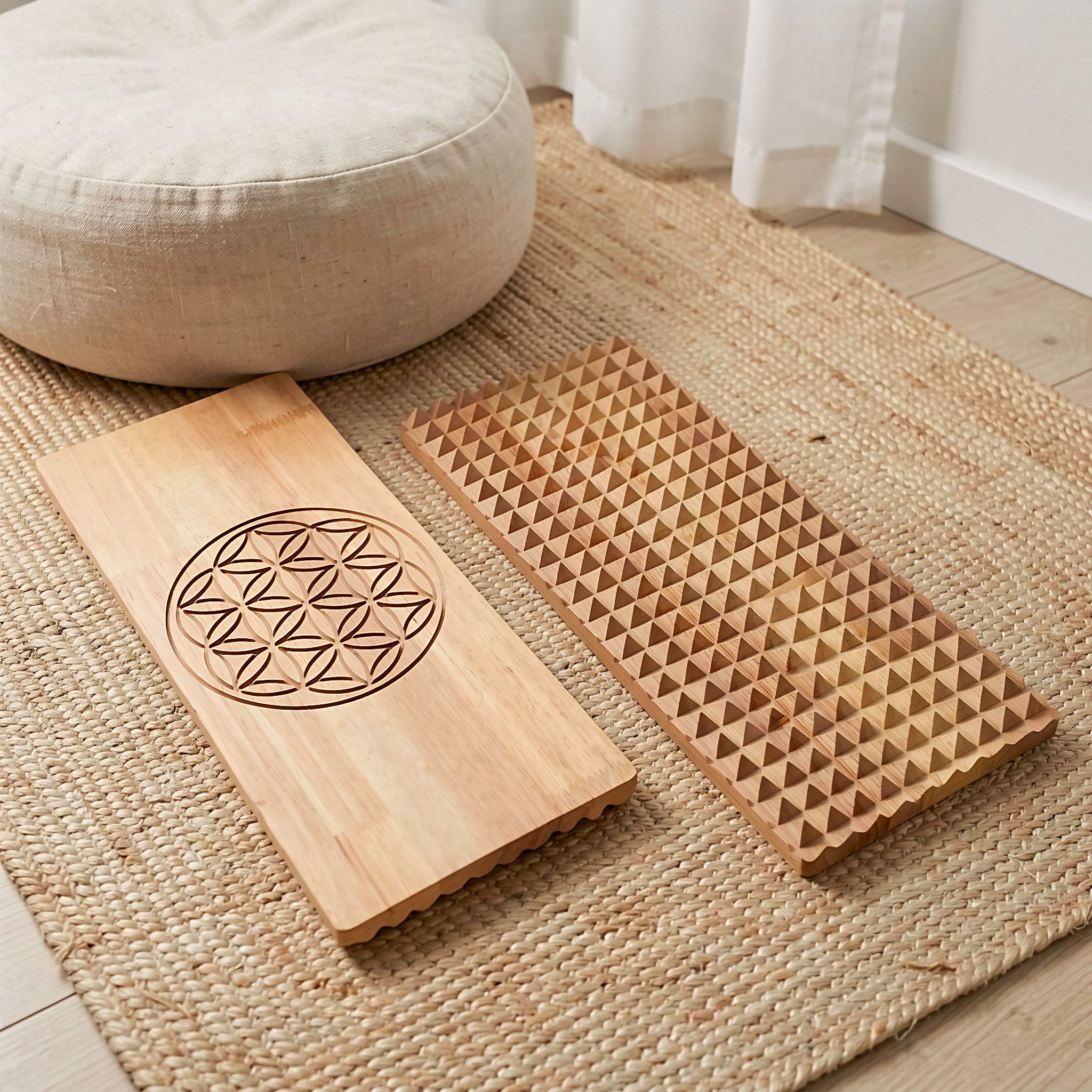 TOYANDONA Lot de 2 planches de massage en bois pour le yoga,