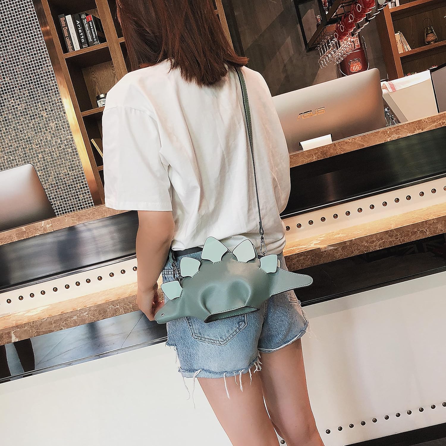 QiMing Dinosaur Shoulder Purses,PU Stegosaurus CrossBody Bag for Girl Women - Image 3