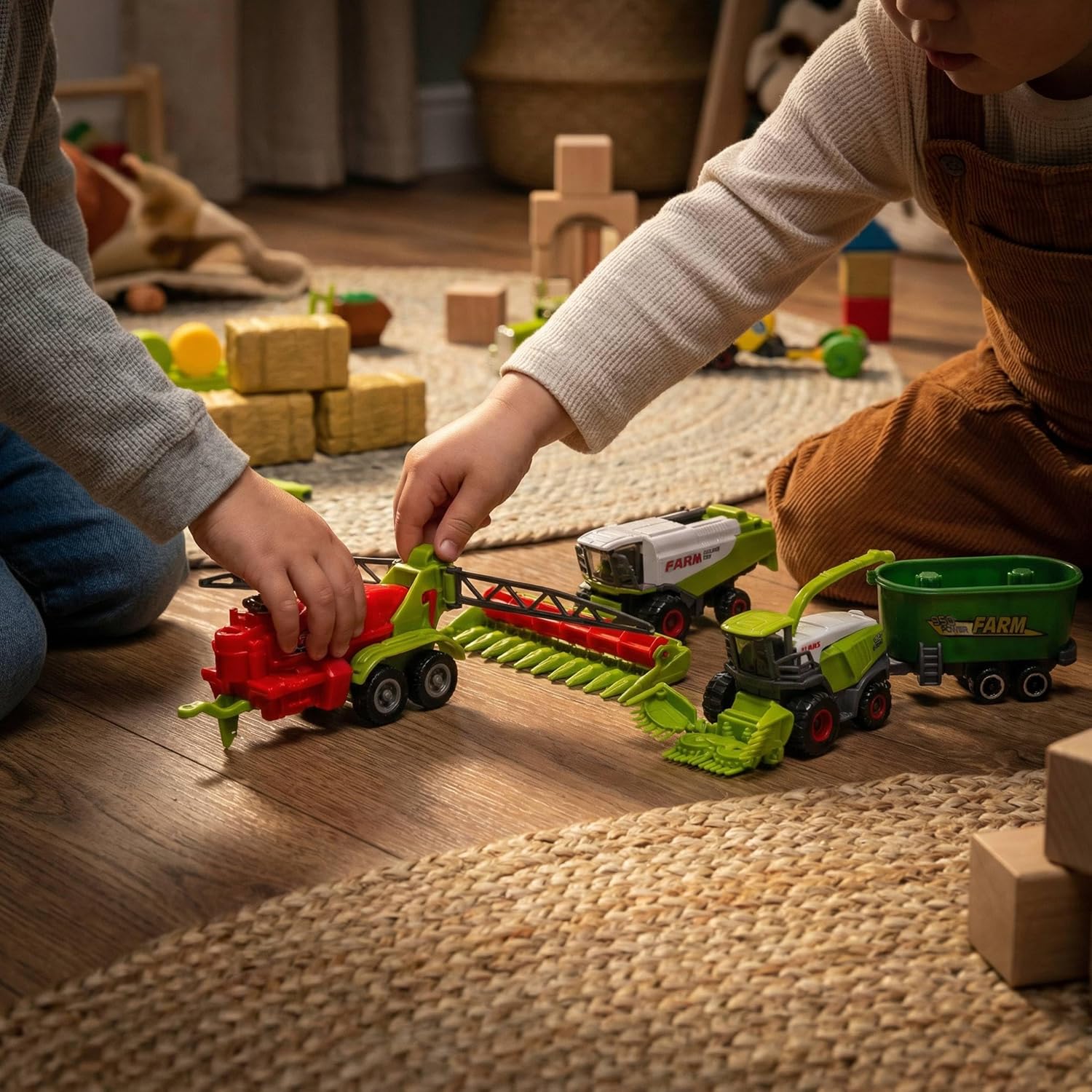 MOLTO Set of 16 Agricultural Toys, 1:64 Scale Tractors, Trailers and Agricultural Accessories, Toy Farm Machinery, Farm Toys, Ages 3+