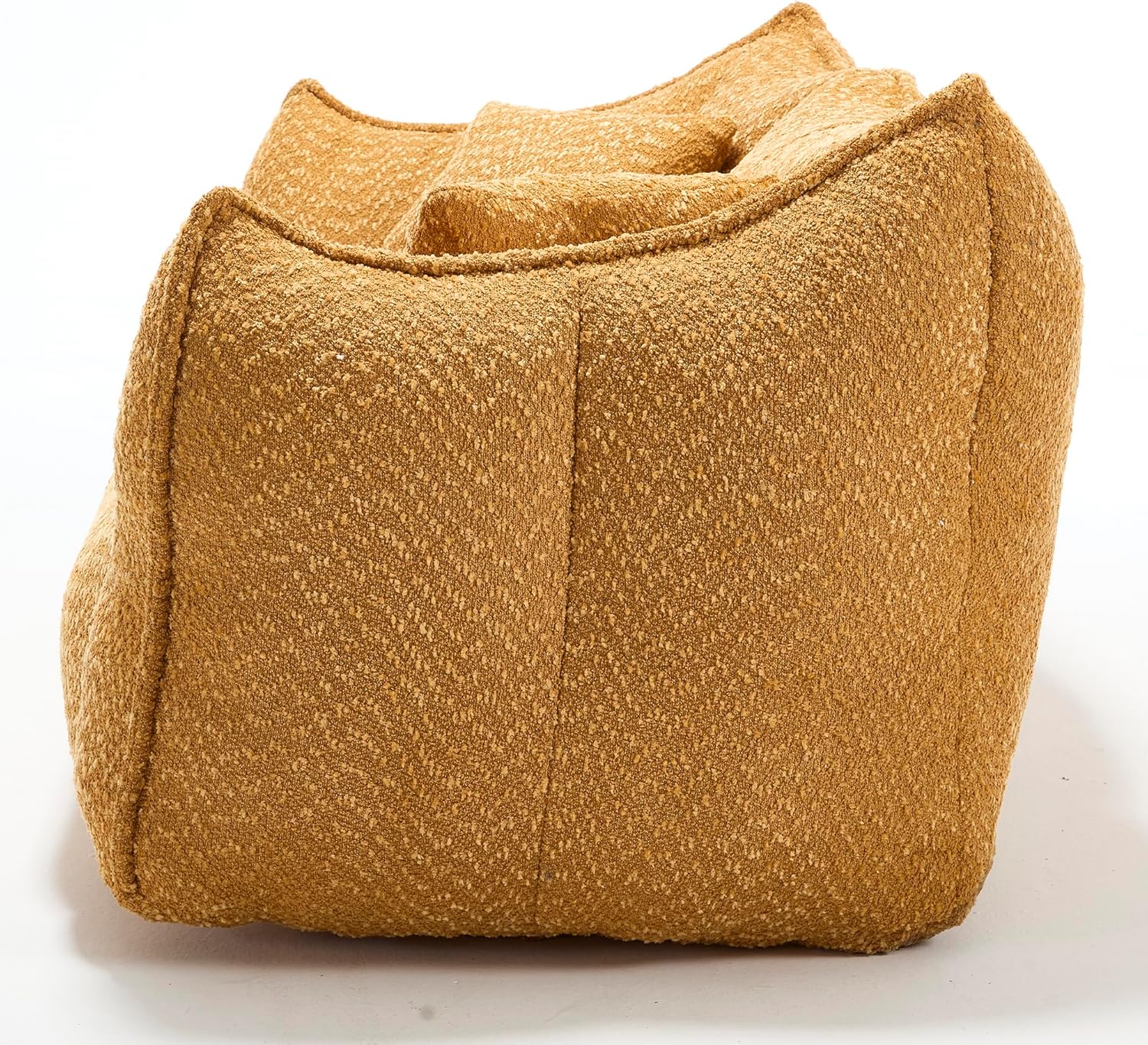 73" W Soft Beanbag Chair with Chenille Fabric, Loveseat Fireside Chair for Adults, 2 Seater Bean Bag Chair with Spacious Design, No Assembly Required, Design for Reading (Yellow)