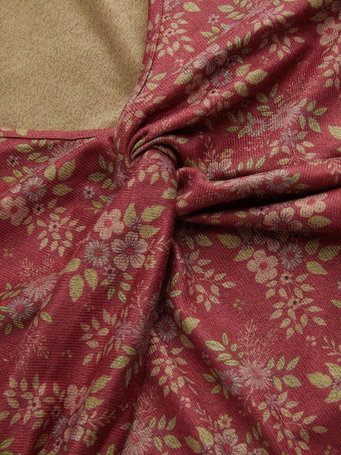 CIDER Floral Print Mini Dress Long Sleeve V Neck Ruched Bodycon Dresses - Image 2