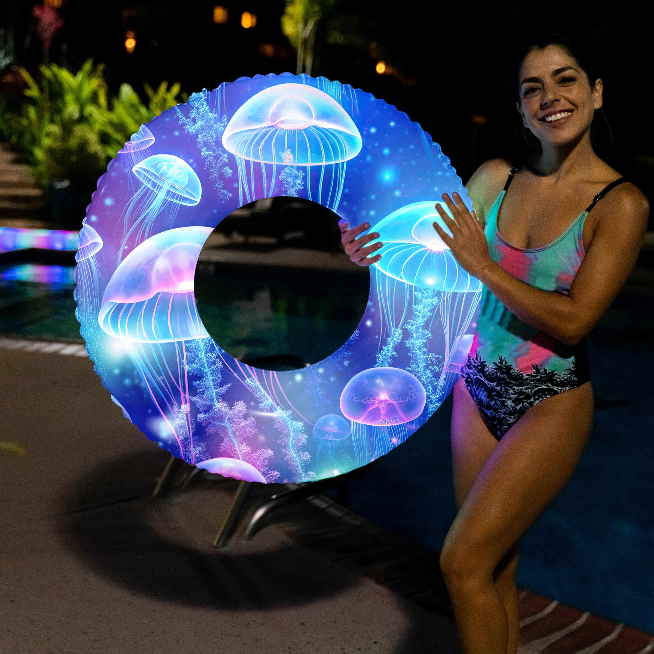 Jellyfish Pool Inflatable Snapklik.com : LED Jellyfish Pool Float, 36 Inch Inflatable Swim Ring ...