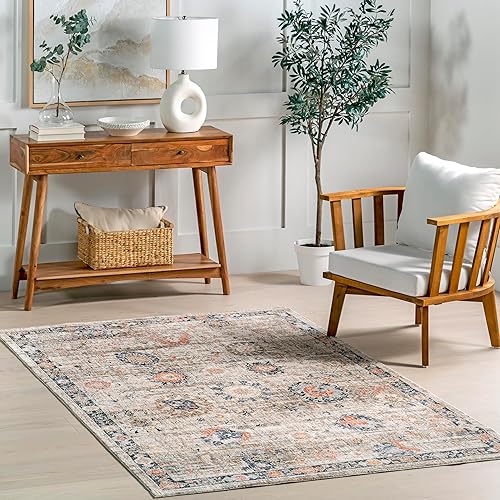 nuLOOM Acelynn - Alfombra de pasillo tradicional envejecida, 2 pies 8 pulgadas x 8 pies, color beige