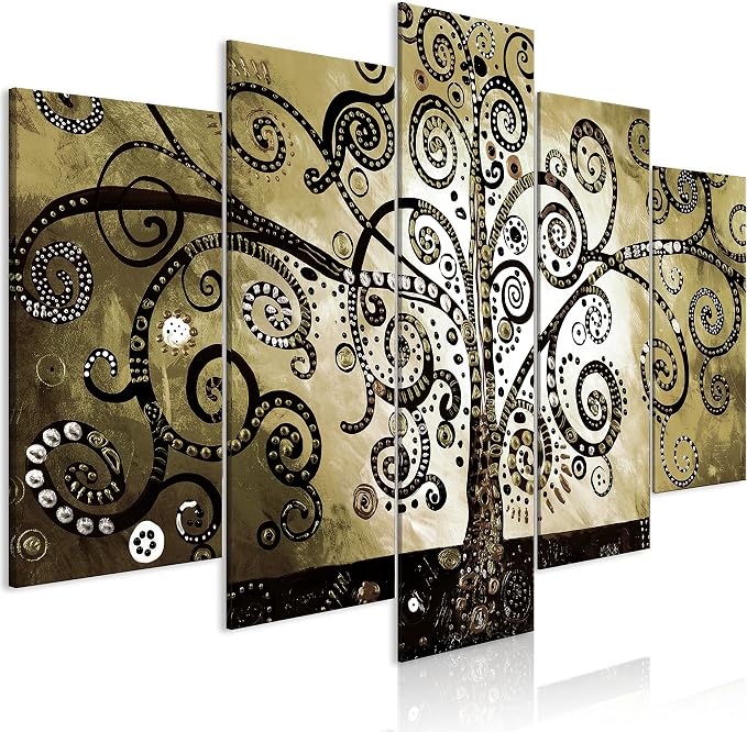 B&D XXL - Quadro Fiori Giglio 200x100 cm 5 Pezzi - Stampa su tela - Quadri Componibili Moderni Camera