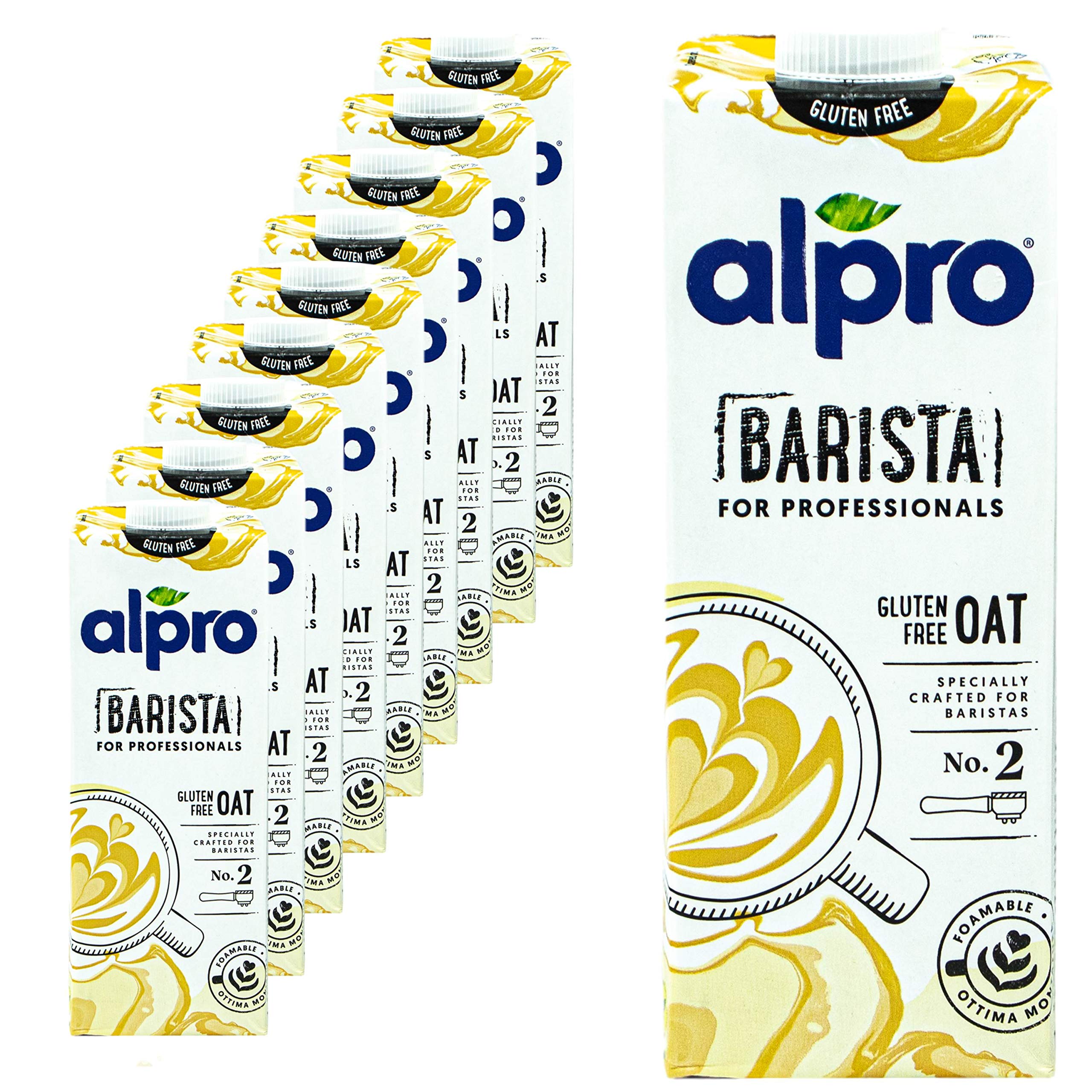 Alpro - 10er Pack Haferdrink Barista for Professionals 1 Liter - Oat Hafer Drink 100 % pflanzlich zum Aufschäumen für Kaffee, Shakes und Smoothies