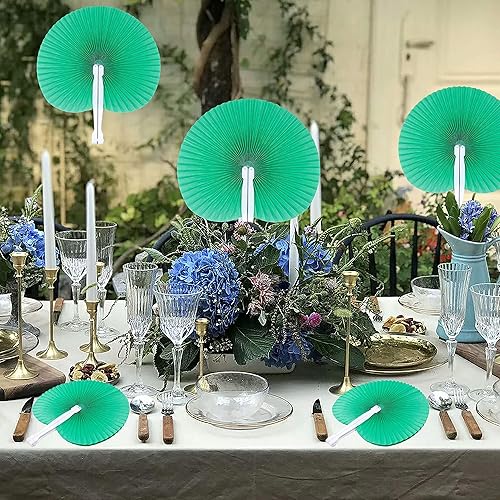 Miniatura 10 de Paquete de 20 abanicos plegables de mano de papel, plateado, para boda, con forma de corazón, surtido con mango de plástico para recuerdos de fiesta