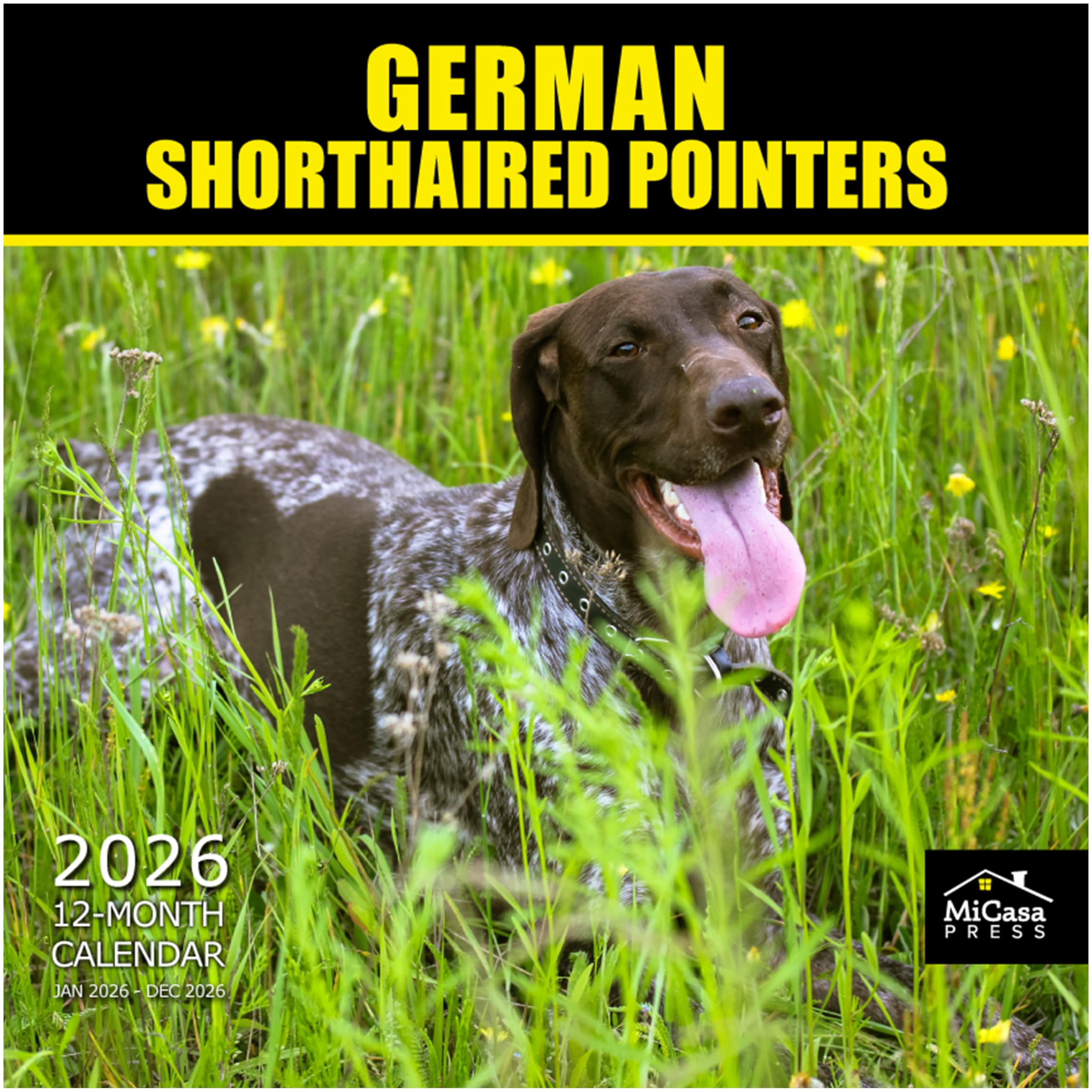 MICASA PRESS German Shorthaired Pointers 2026 Wall Calendar 12 Month | 12" x 24" Open | Thick &amp; Sturdy Paper | Giftable | Cute GSP Puppy Dog Calendar 2026