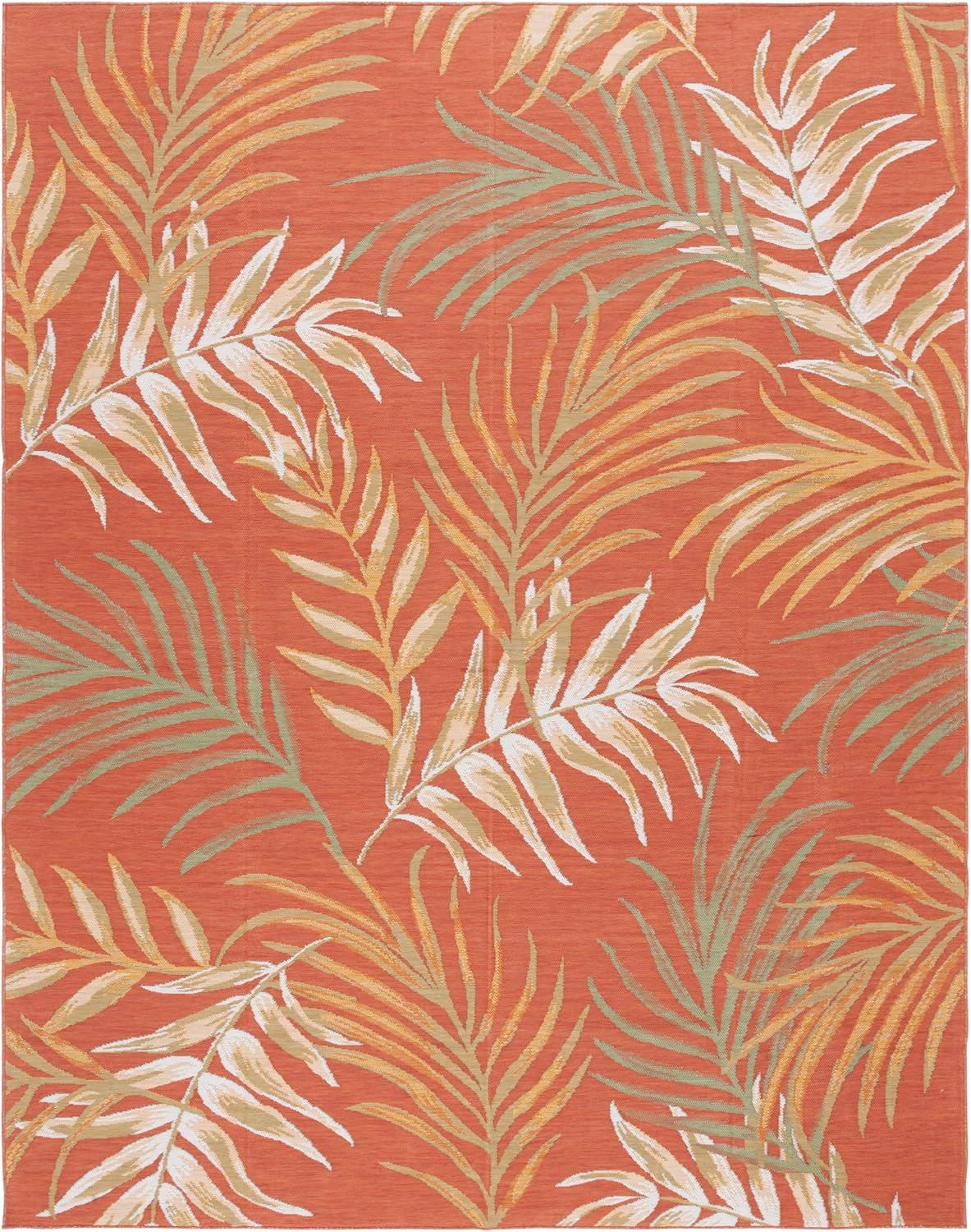 SAFAVIEH Washable Rug Outdoor Sunrise Collection - 8' x 10', Ivory & Rust Sage, Non-Shedding & Easy to Clean, Ideal for Patio, Backyard, Mudroom (SUN670B)