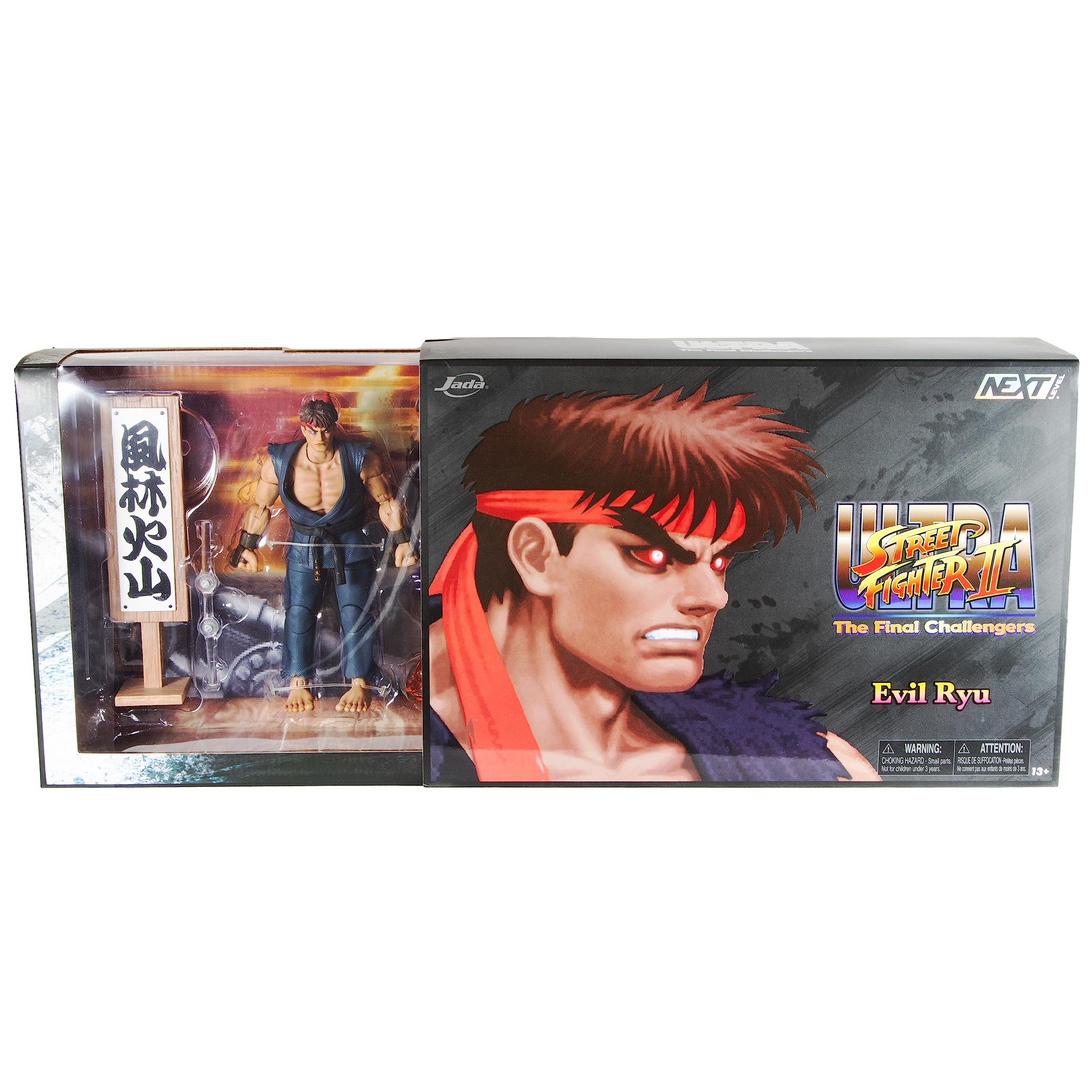 Jada- Street Fighter II, Rysunek Evil Ryu Special Edition, Przegubowa figura 15cm, z wymiennymi rękami i głową, Akcesoria i 20 punktów przegubowych (253255070)