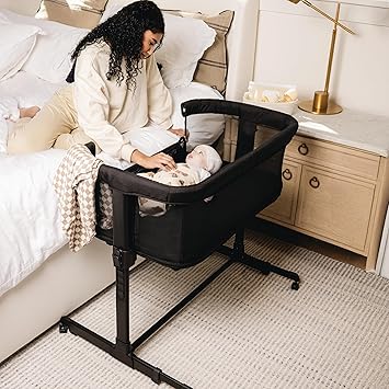 KoolerThings 3 in 1 Baby Bassinet, Bedside Sleeper, Playpen, Easy Folding Portable Crib Black- KoolaBaby Mesh Bassinet