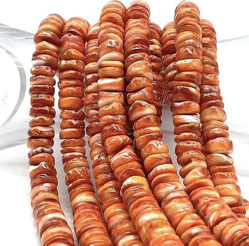 Miniatura 2 de ABCGEMS - Cuentas de concha de ostra espinosa roja (origen ético, producción de lotes pequeños) pulidas a mano para un máximo brillo (bordes