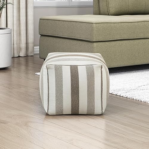 Miniatura 5 de Lexicon Puf otomano, reposapiés otomano cuadrado, puf de tela jacquard, taburetes pequeños para sofá con relleno para sala de estar/dormitorio,