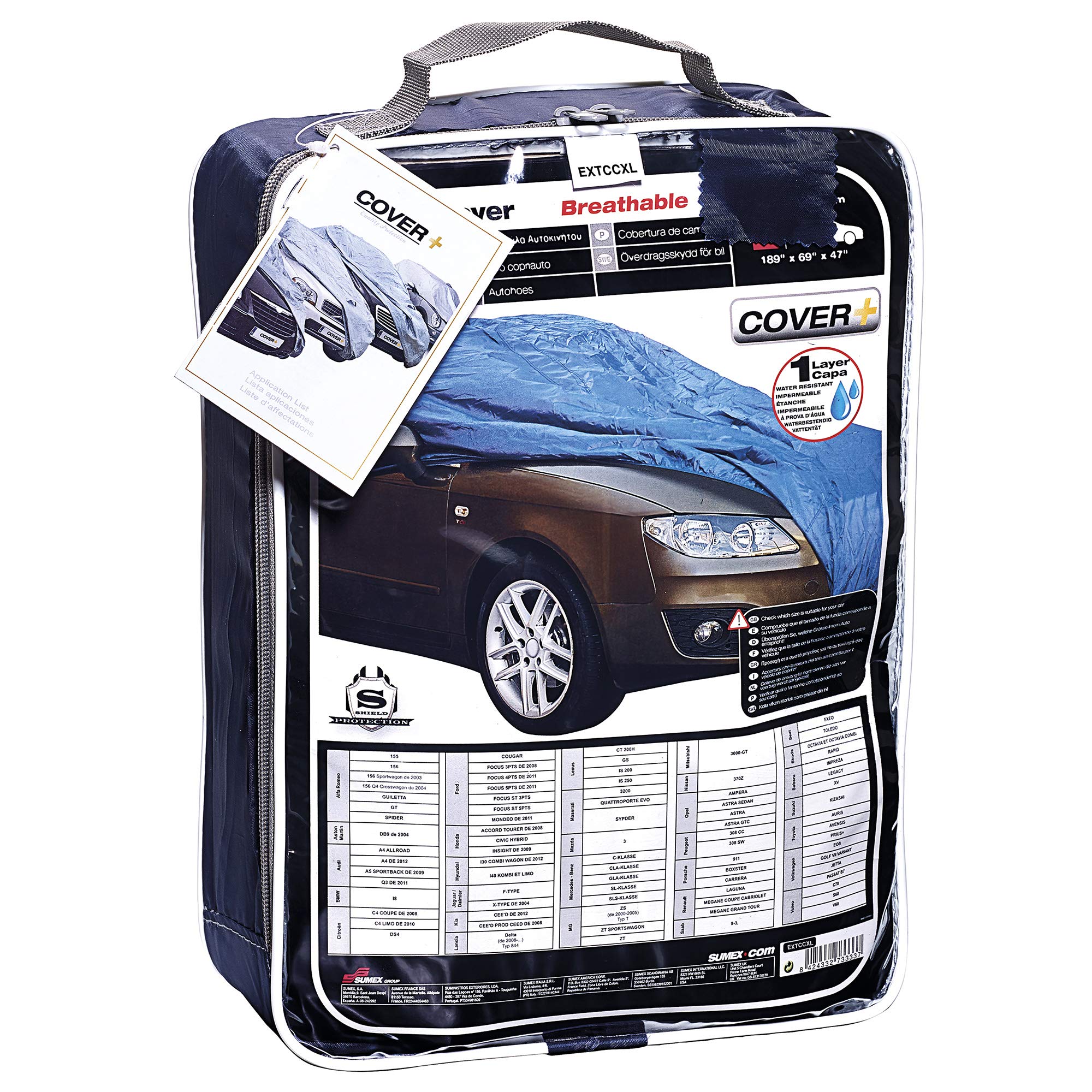 S SUMEX Funda Exterior Impermeable Coche Protector Coche Talla XL, 530x175x120cm