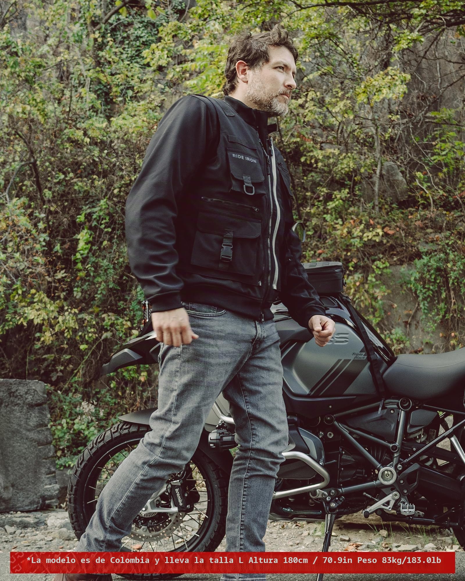 RIDEIRON Chaquetas Moto Hombre Invierno Equipo Protección 3 en 1 Adecuado para Ciclismo Senderismo Deportes al Aire Libre Negro M