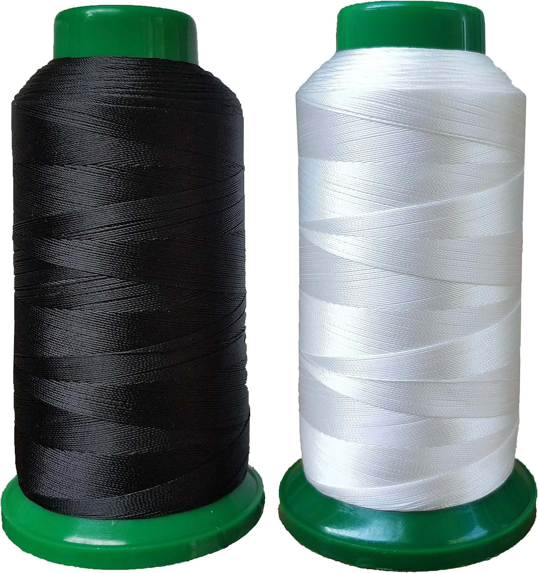 Polyester Thread Heavy Duty Bonded UV Resistant High Strength Outdoor Thread #69 T70 Size 210D/3Ply for Upholstery, Outdoor Market, Drapery, Leather, Beading, Crafts, 3000Yards Pack of 2 (Black White)