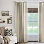 Natural Linen Curtains Pinch Pleated 84 Inches Long for Living Room Bedroom Pleat Rings Back Tab Semi Sheer Curtains 84 Inch Length Light Filtering Farmhouse Drapes Cream Ivory Birch 50x84 1 Panel