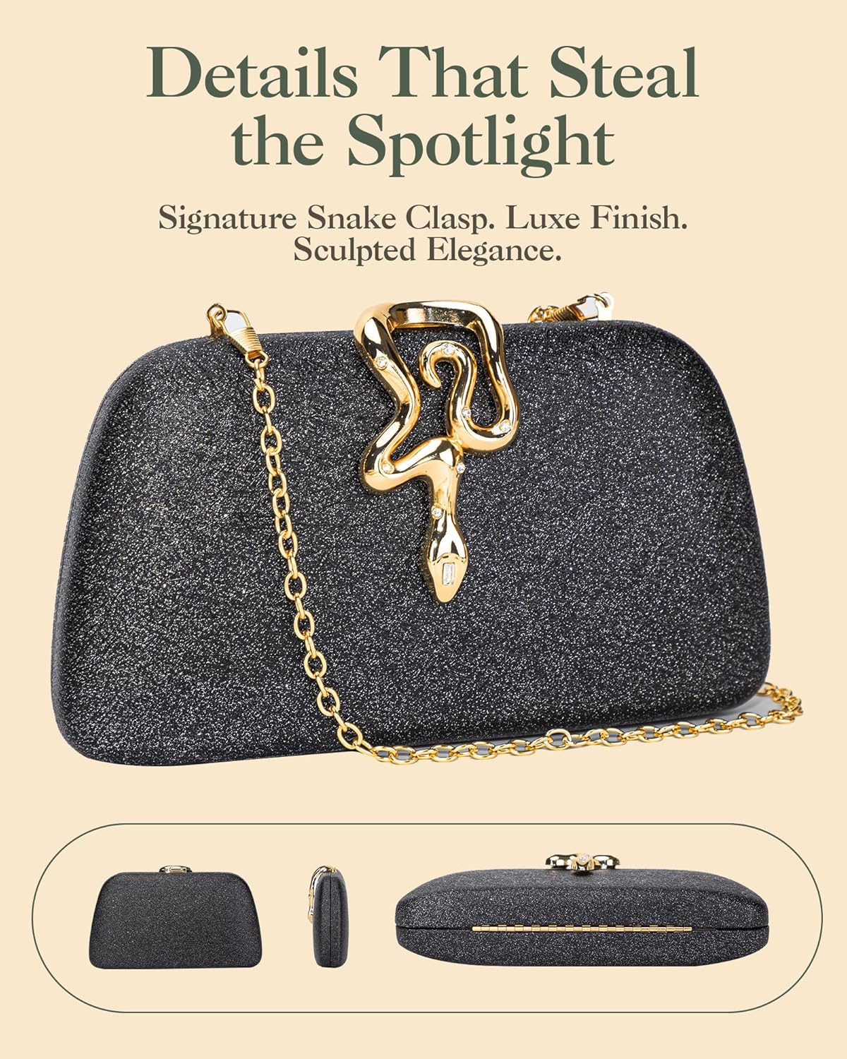 Glitter Clutch Purse for Women – Elegant & Dazzling Evening Bag, Sparkly Handbag for Magical Weddings & Special Moments - Image 4