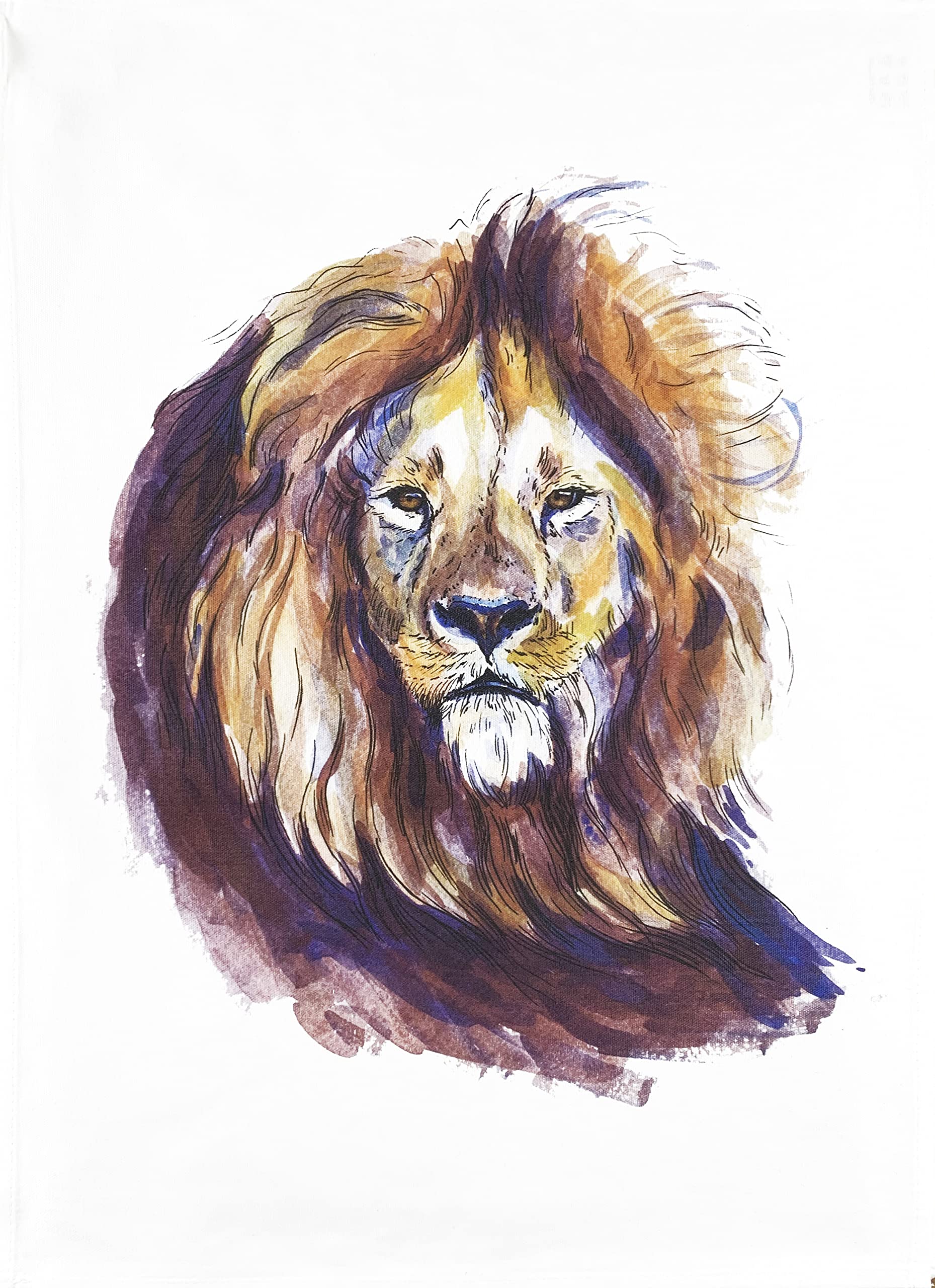 Half A Donkey White The Majestic Lion Large Cotton Tea Towel