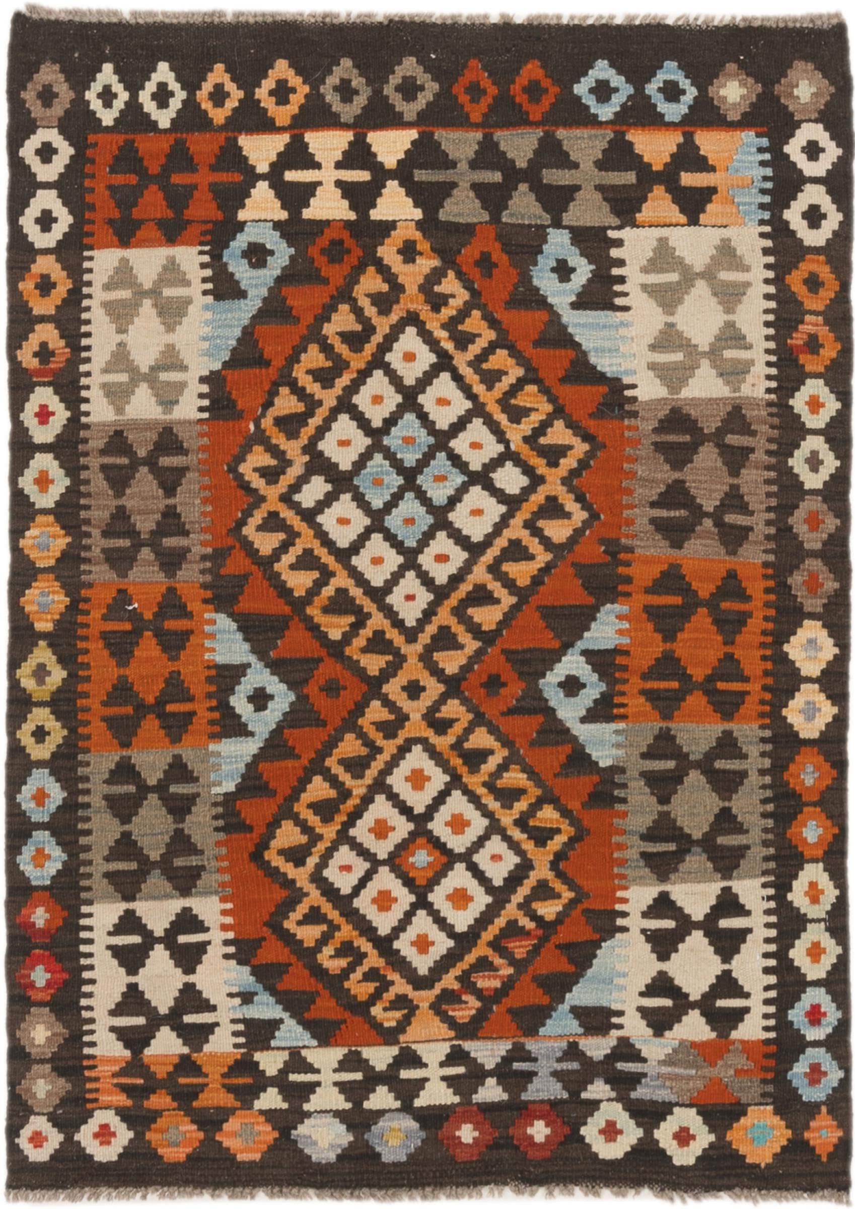 Tapis d'Orient Kilim Afghan artisanal en laine véritable pièce unique