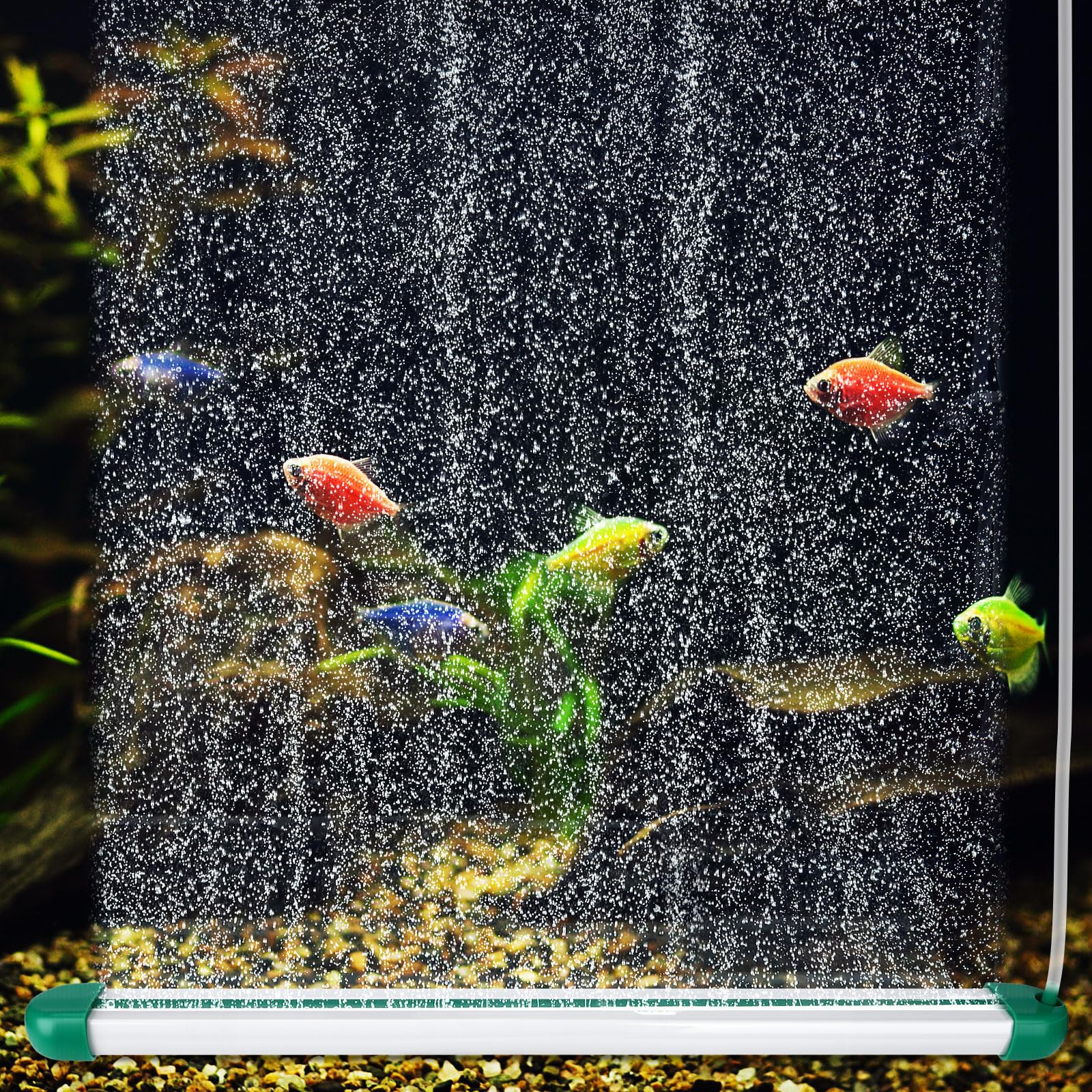 Photo 1 of hygger 13.9 Inch Aquarium Bubble Strip, Nano Dual-Row Aquarium Air Stone Kit, Quiet Dissolved Oxygen Diffuser Air Bubble Curtain Wall, Self-Sinking Design Fish Tank Bubbler for Saltwater Freshwater