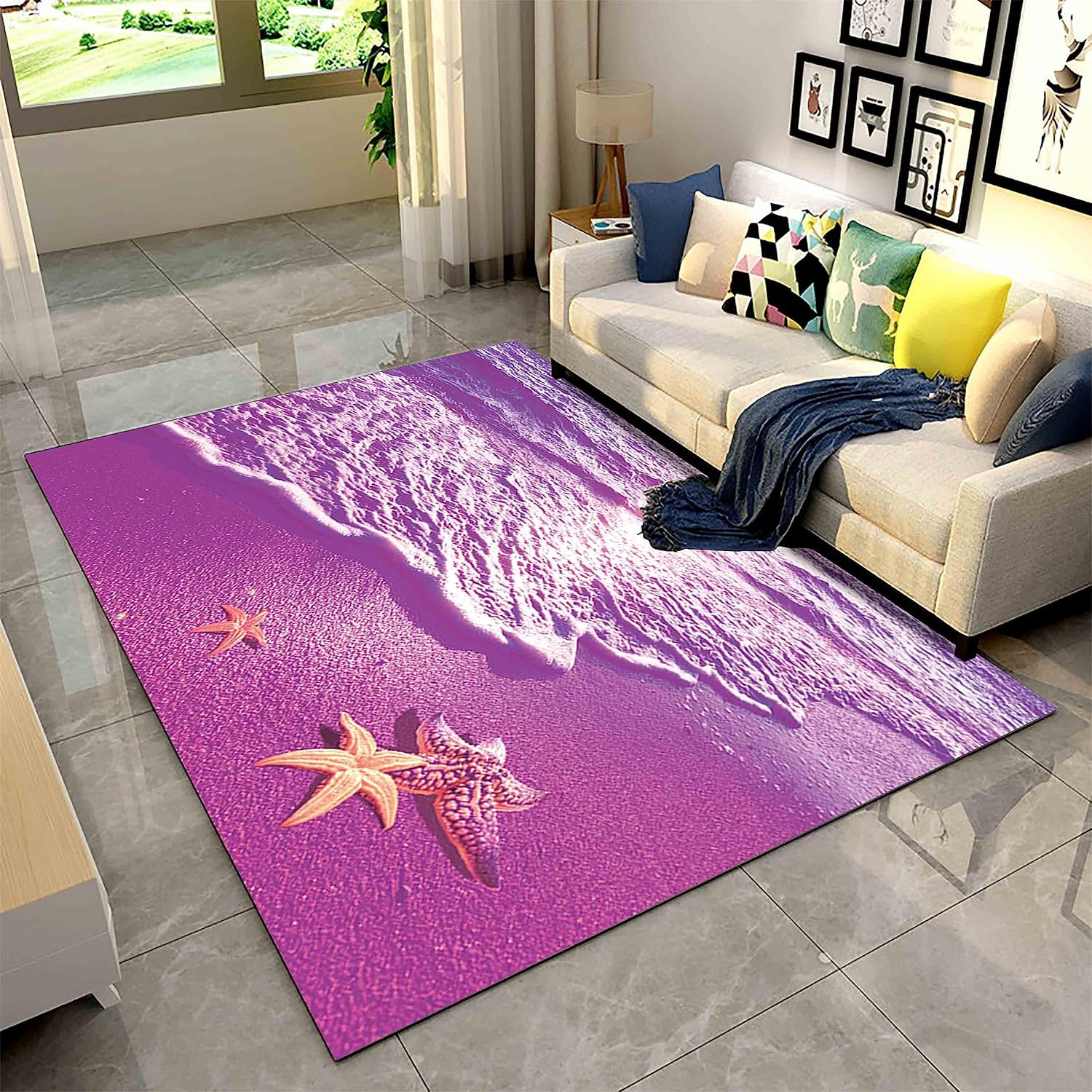 SJWSWJZP Ocean Beach Theme Area Rugs, 3x5ft, Abstract Beach