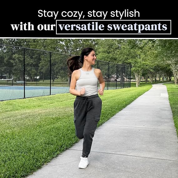 [2 Pack] Cargo Jogger Pants for Women Casual Lounge Sweatpants Ultimate Comfort and Super Soft Feel