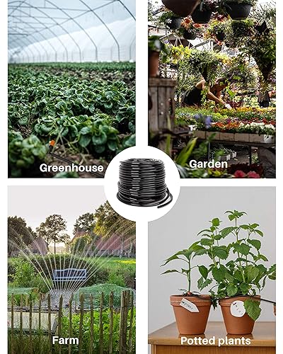 Miniatura 7 de Tubo de riego por goteo de 100 pies, manguera de riego por goteo de 1/4 pulgadas con 20 piezas de riego por goteo, kit de riego por goteo MoHern