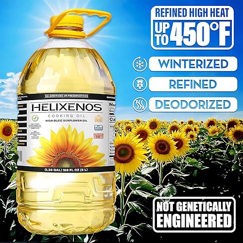 Miniatura 8 de HELIXENOS Aceite de girasol alto en oleico  Refinado, desodorizado e invierno, sin OMG, sin gluten, aceite de cocina saludable para el corazón para