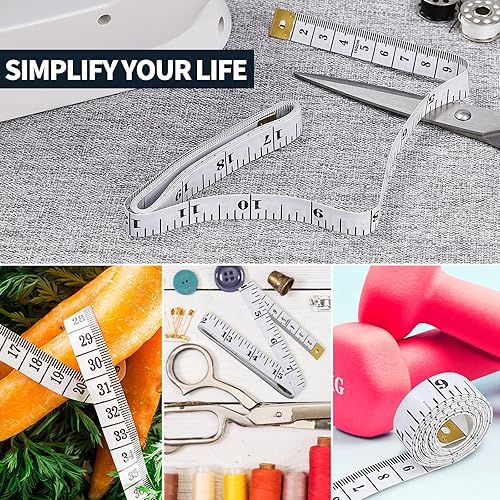 Miniatura 3 de 24 reglas de cinta métrica suave de doble escala de 60 pulgadas59.1 in a granel para coser tela a medida