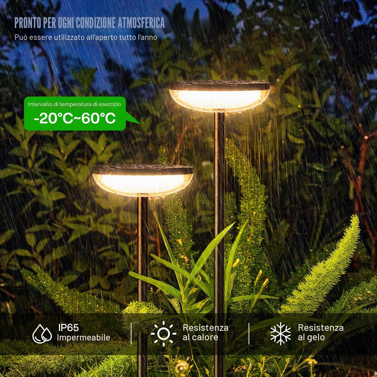 GEARLITE Lampade solari per esterni da giardino, 4 pezzi, luce bianca calda, per esterni, con batteria da 1000 mAh, 40 lumen, decorazione da giardino extra luminosa con IP65, impermeabile, per esterni