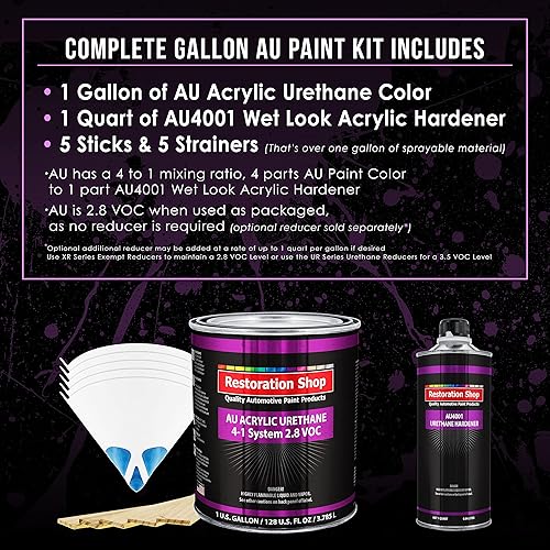 Miniatura 2 de Restoration Shop - Pintura acrílica metálica azul Daytona para automóviles - Kit completo de pintura de un galón - Automotriz profesional de alto