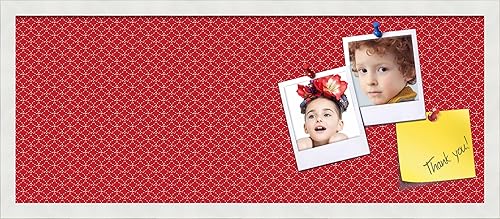 Miniatura 216 de PinPix Tablero de anuncios de corcho de 12 x 12 pulgadas. Este tablero decorativo enmarcado viene con diseño de círculos B W y un marco blanco