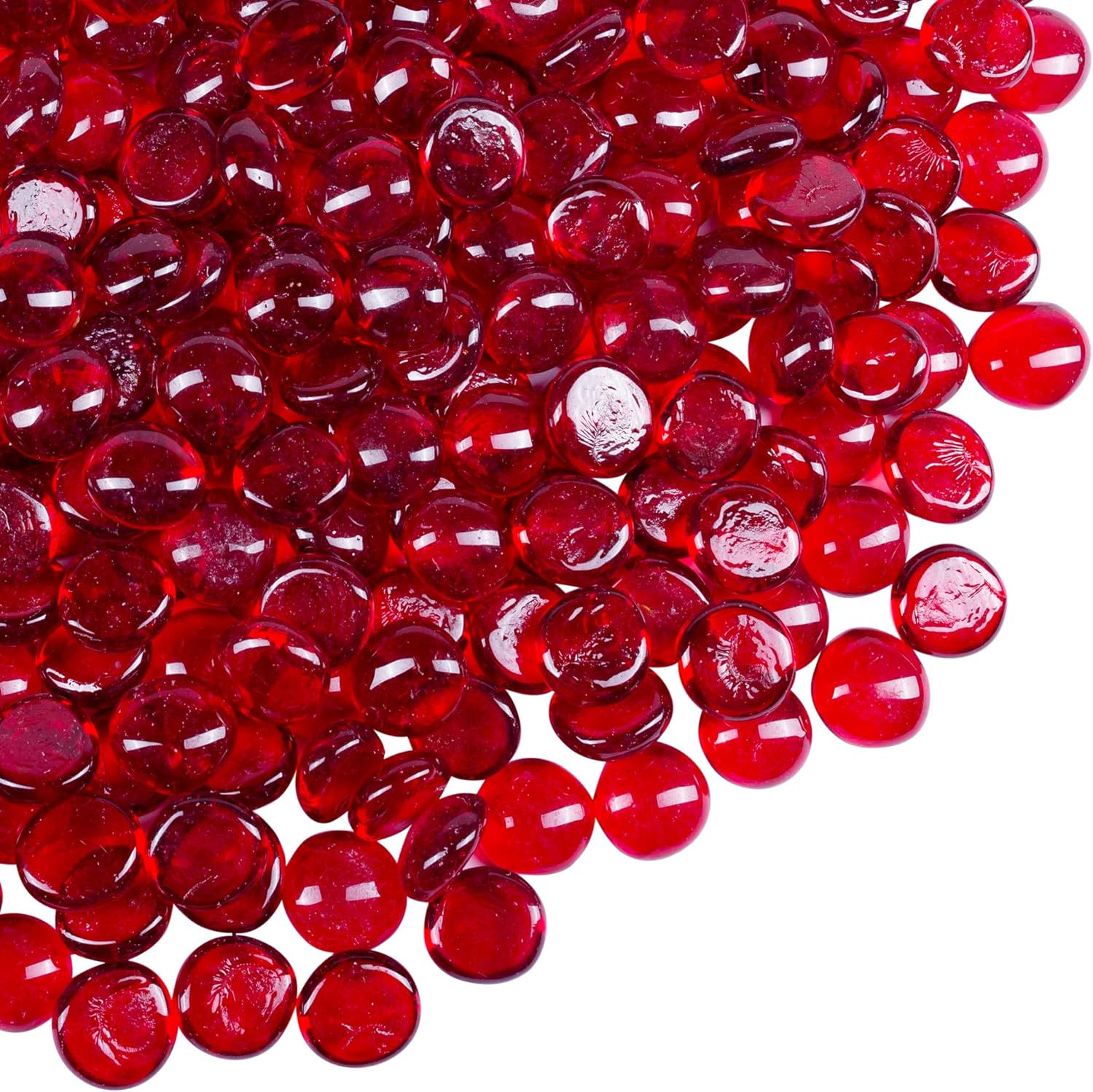 Galashield Flat Glass Marbles for Vases Red Glass Gems Beads Pebbles Vase Filler (5 LBS, Approx. 540 PCS)