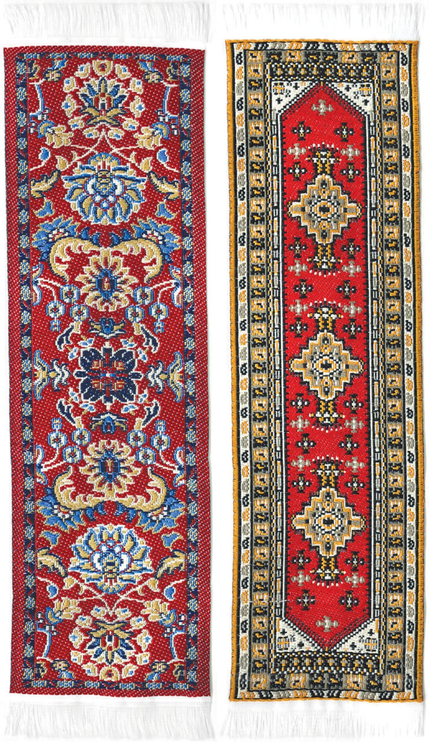 Oriental Carpet Bookmarks - Authentic Woven Fabric - Red Collection - 2 Bookmark Designs - Beautiful, Elegant, High Quality,Cloth Bookmarks! Best Gifts & Stocking Stuffers for Men,Women,& Teachers!