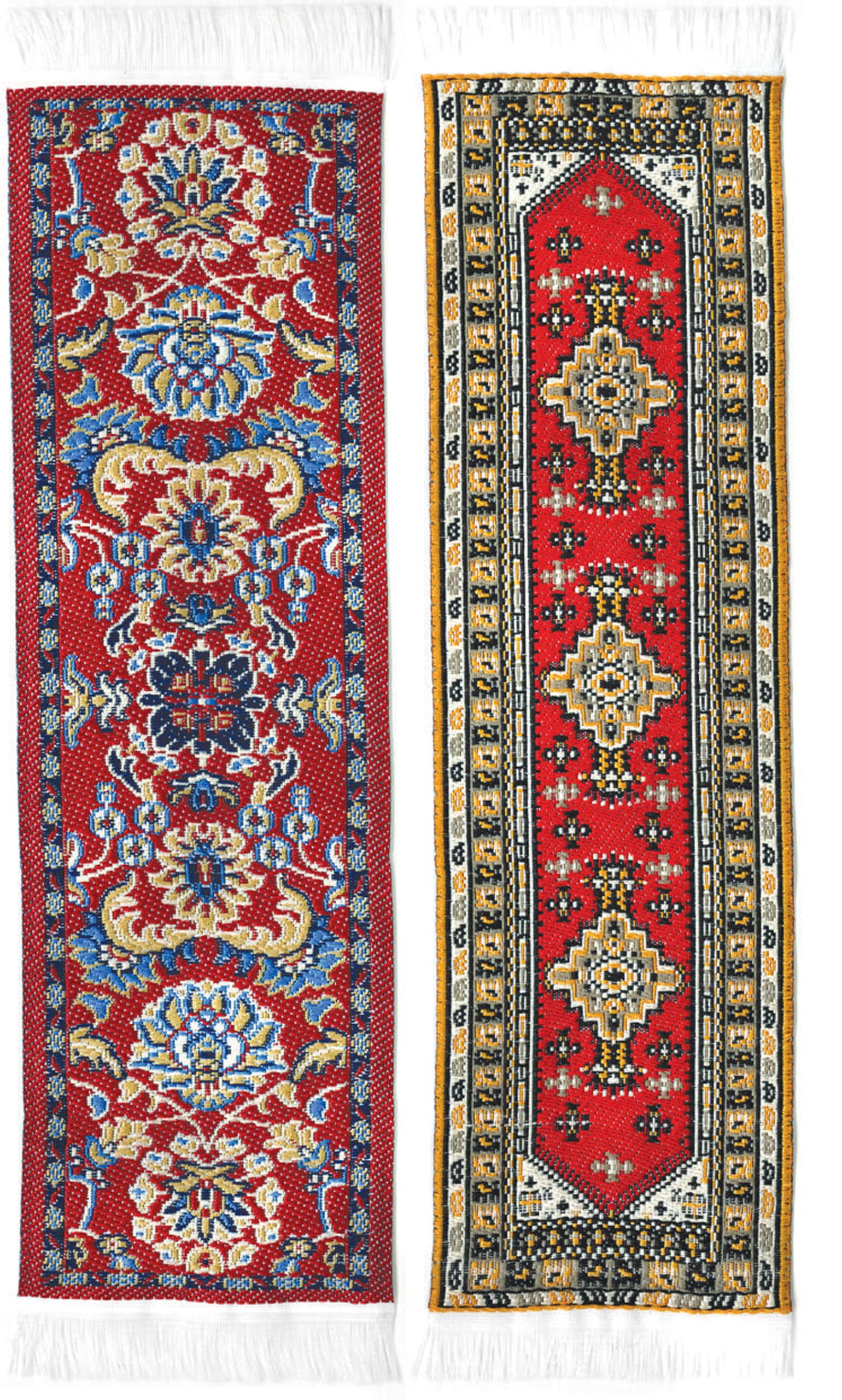 Oriental Carpet Bookmarks - Authentic Woven Fabric - Red Collection - 2 Bookmark Designs - Beautiful, Elegant, High Quality,Cloth Bookmarks! Best Gifts & Stocking Stuffers for Men,Women,& Teachers!