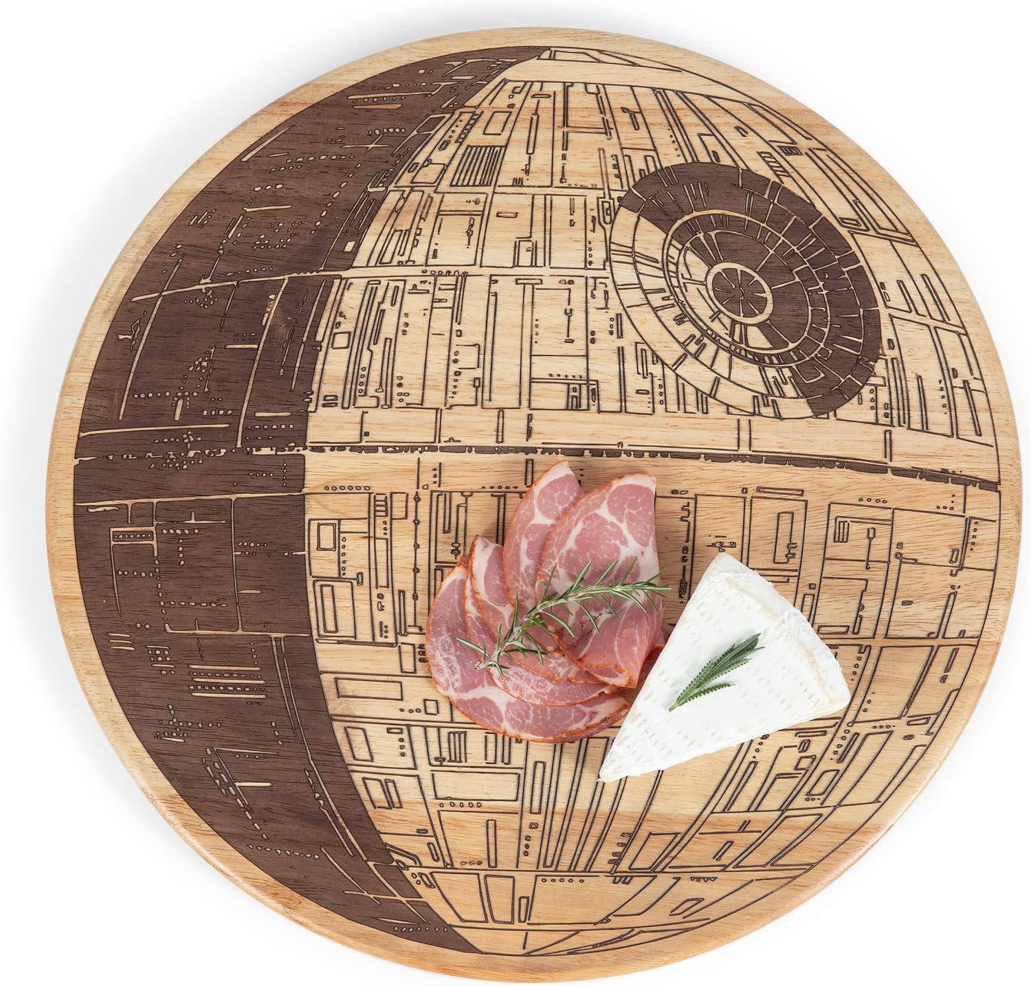 PICNIC TIME Star Wars Death Star 16” Serving Board, Wood Cheese Board, Charcuterie Board, Cutting Board (Parawood)