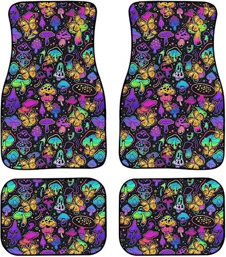 Miniatura 24 de Coloranimal Alfombrillas abstractas hippie para automóvil, 4 piezas, retro, años 60, 70, Groovy Daisy Hippy, alfombrillas universales para la Patrón
