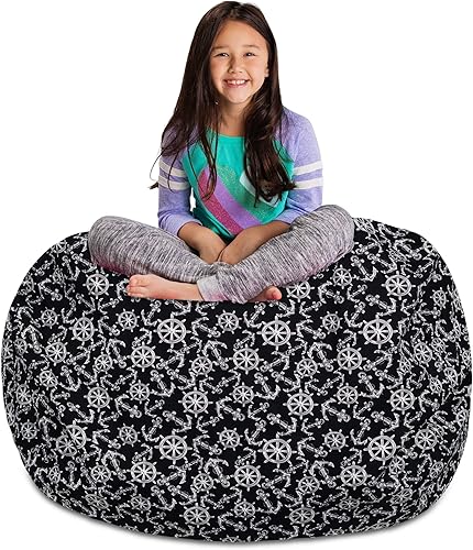 Miniatura 216 de Posh Funda de Silla Puf Rellenable para Almacenamiento de Animales de Peluche para Niños - Organizador de Juguetes Infantiles, Grande-38 - Lona