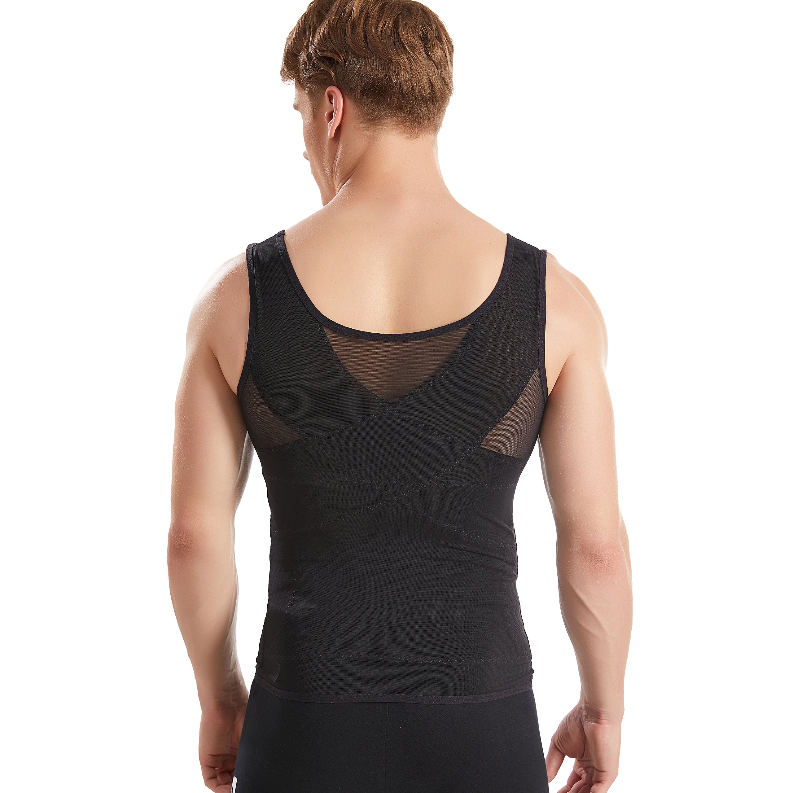 HANERDUN Débardeur Gainant pour Hommes Chemise Minceure de Compression sans Manches Masquer la Gynécomastie Moobs Rendre Le Ventre Plat