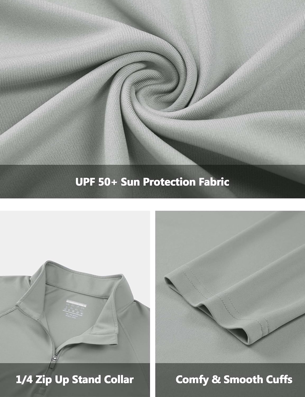 CRYSULLY Men's Long Sleeve 1/4 Zip Shirts Sun Protection Pullover UPF 50+ Rash Guard Running Lightweight T Shirt - Image 5