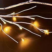 Vista 2 de Hairui Guirnalda de abedul iluminada, funciona con pilas, con 8 funciones, 48 luces blancas cálidas y multicolor, de 6 pies, guirnalda preiluminada