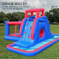 Vista 4 de Sunny & Fun Parque acuático inflable 2 en 1 Bounce & Blast - Resistente para diversión al aire libre - Pared de escalada, tobogán, gorila, túnel