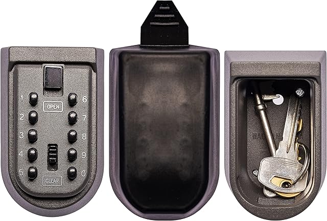 UK Security Supplies - Push Button Wall Mounted Key Safe - Outdoor Key Lock Box - 3 to 10 Digit Code Length - Easy Code Change - Keysafe - Key Holders for the home