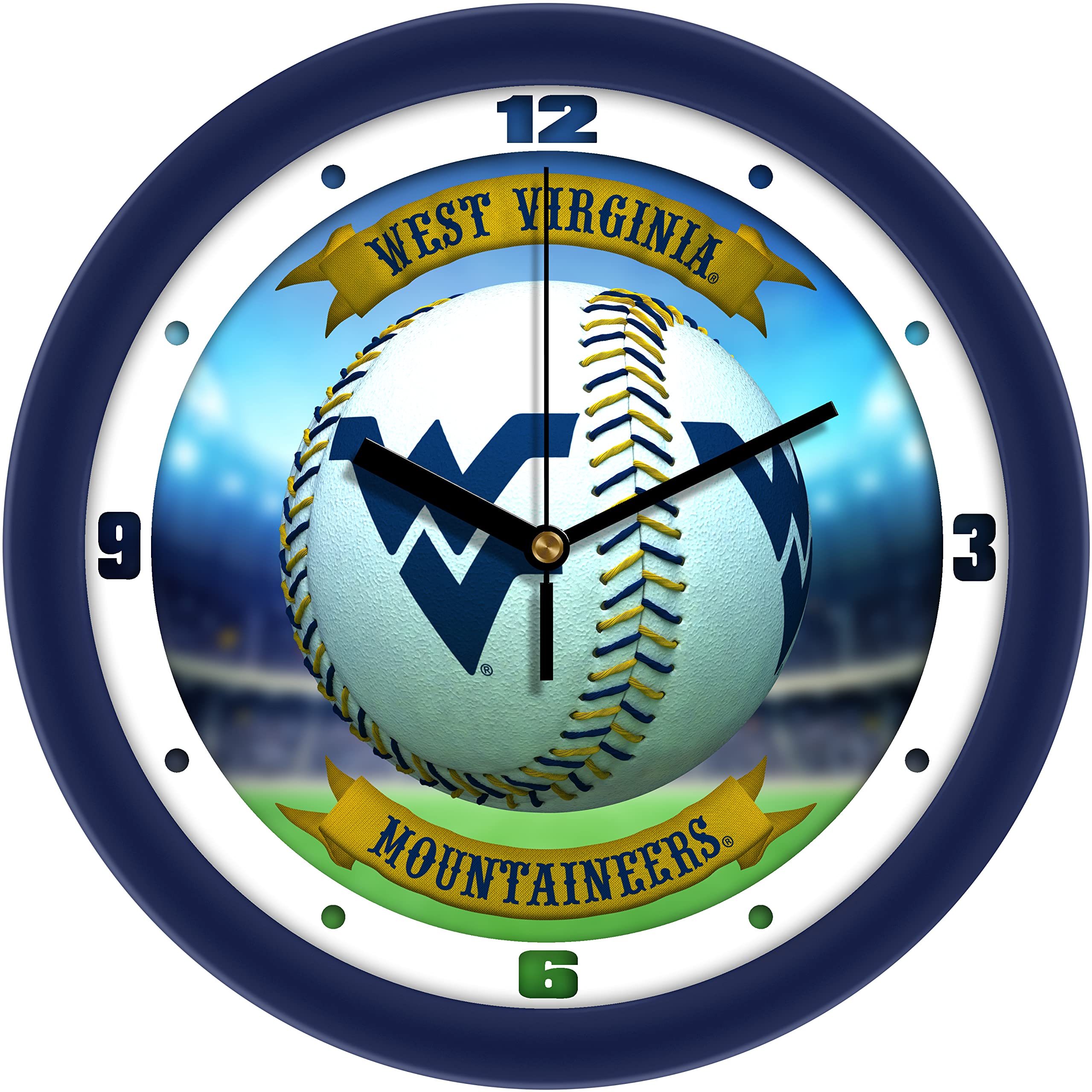 SunTime West Virginia Mountaineers - Home Run Baseball Wall Clock