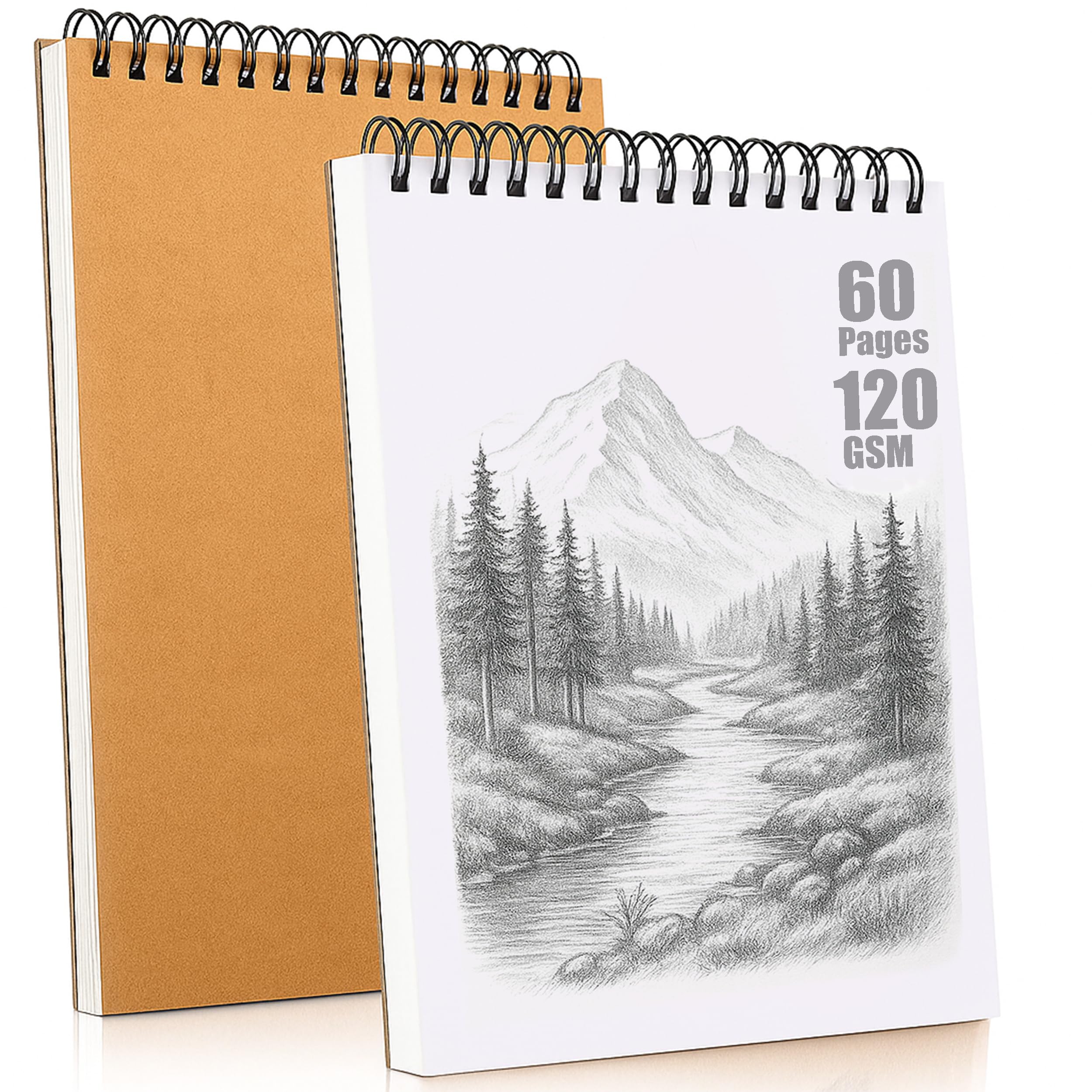 A4 Sketchbook for Artists (Pack of 1) – 120 GSM Thick Paper, 60 Pages (30 Sheets), 500 GSM Hard Cover, Top Spiral Bound – Ideal for Drawing, Sketching, Journaling, Painting