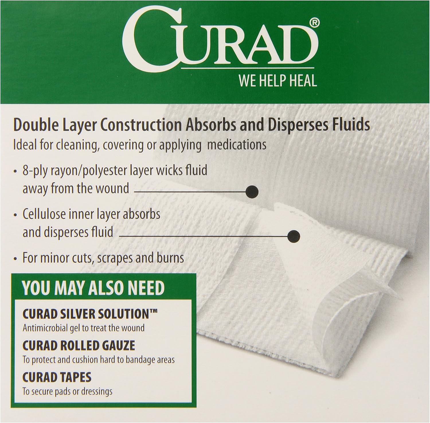 Curad Medium Gauze Pads 3" x 3", 25 ea (Pack of 2)