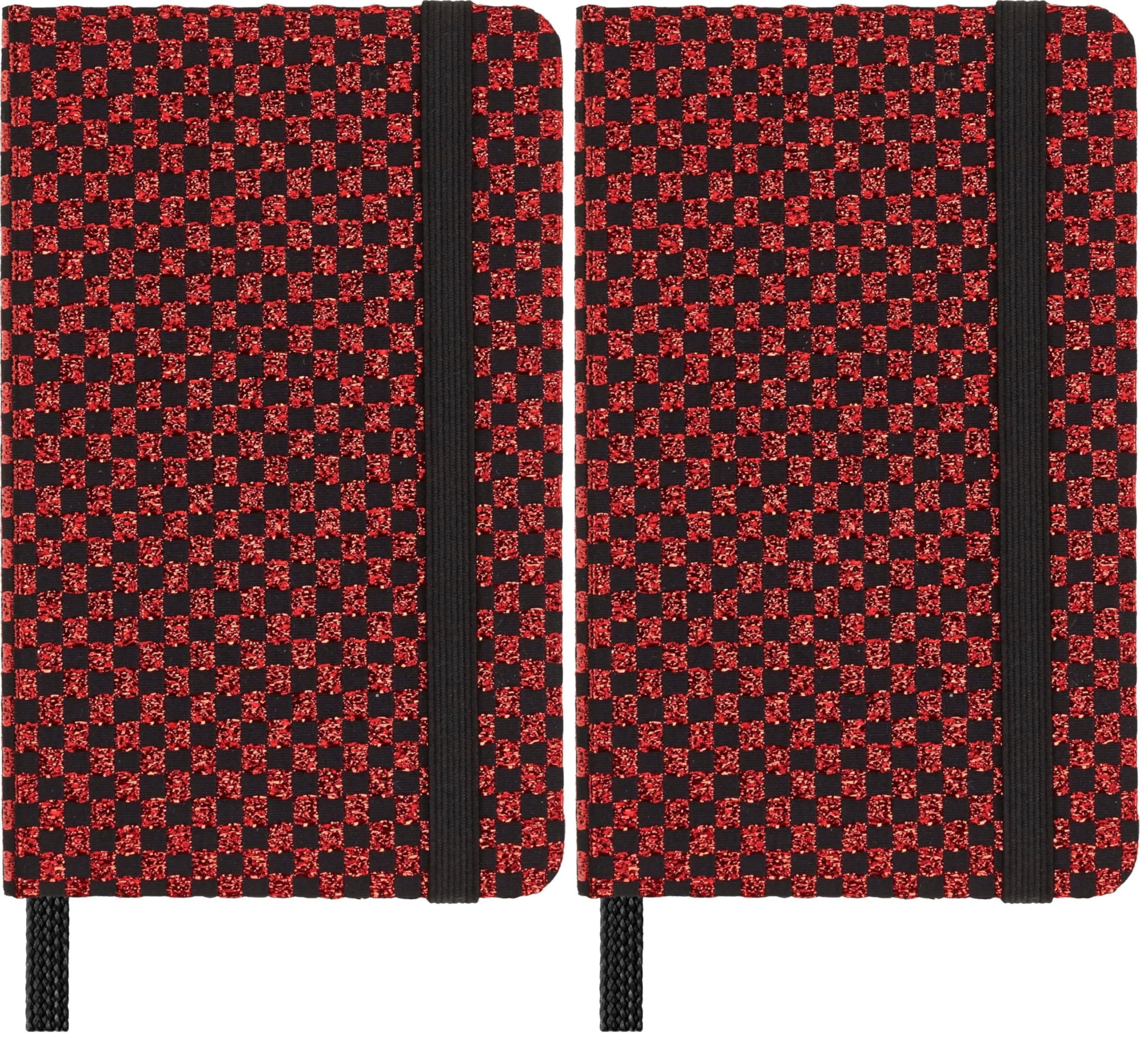 Moleskine Taccuino Shine, Copertina con tessuto Made in Italy di Mantero, con Pagine Bianche e Chiusura Elastica, Formato Pocket 13,6x8,8 cm, Colore Rosso (Confezione da 2)