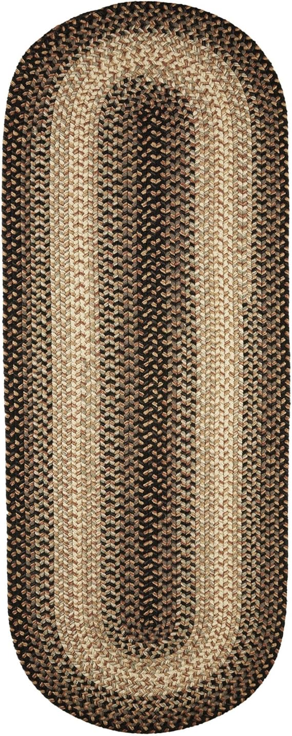 Super Area Rugs Oval 2X6 Black/Gray/Gold Braided Rug