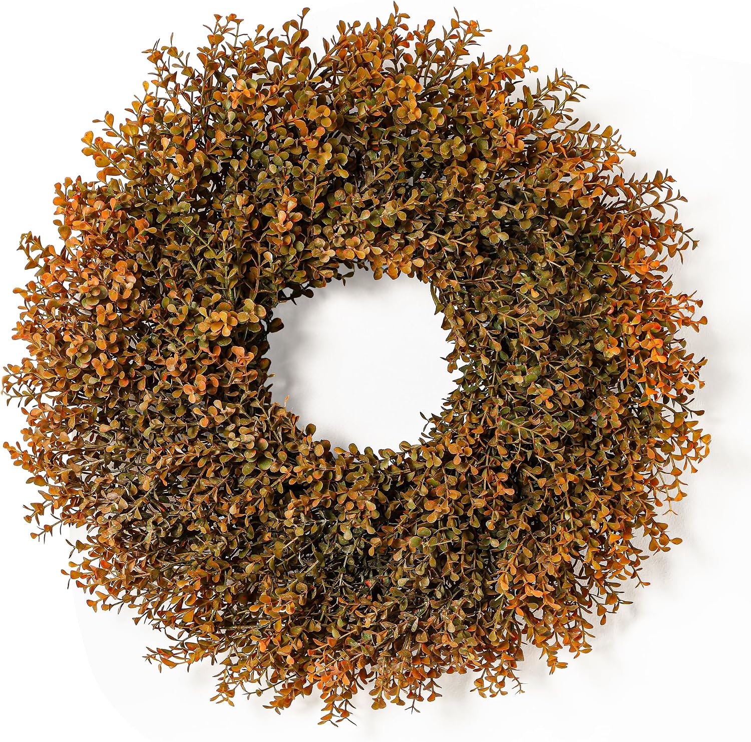 26'' Lush Fall Wreath for Front Door, Faux Autumn Boxwood Wreath Outdoor | Large Artificial Boxwood Leave Wreaths for Porch, Window, Wall, Thanksgiving Autumn Fall Decorations for Home Indoor Outdoor