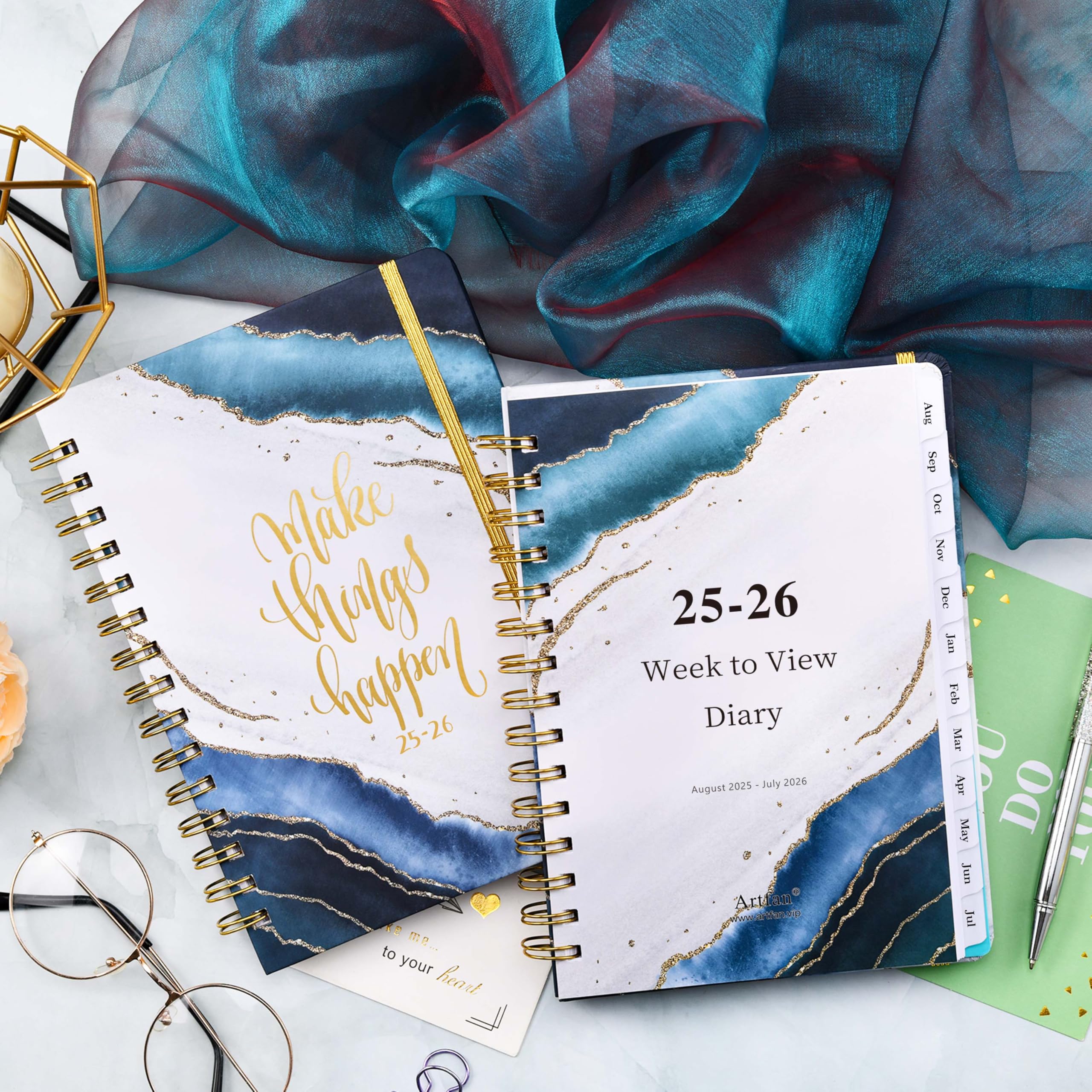 Academic Diary 2024-2025 - A5 Diary 2024-2025 Week To View, August 2024 - July 2025, 2024-2025 Diary With Strong Twin-Wire Binding, Hard Cover, Elastic Closure, Back Pocket, 21.5 X 15.5 X 1.5 Cm - View #9